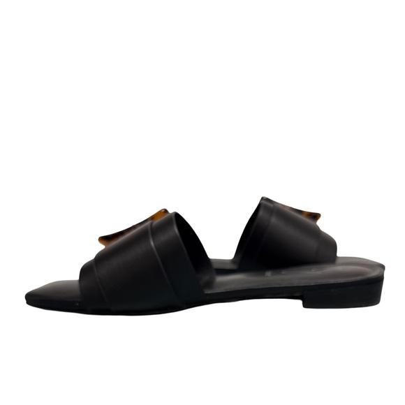 Joie Paige Leather Stacked Heel Sandal Slide Women's Black 7.5 M - Picture 8 of 10